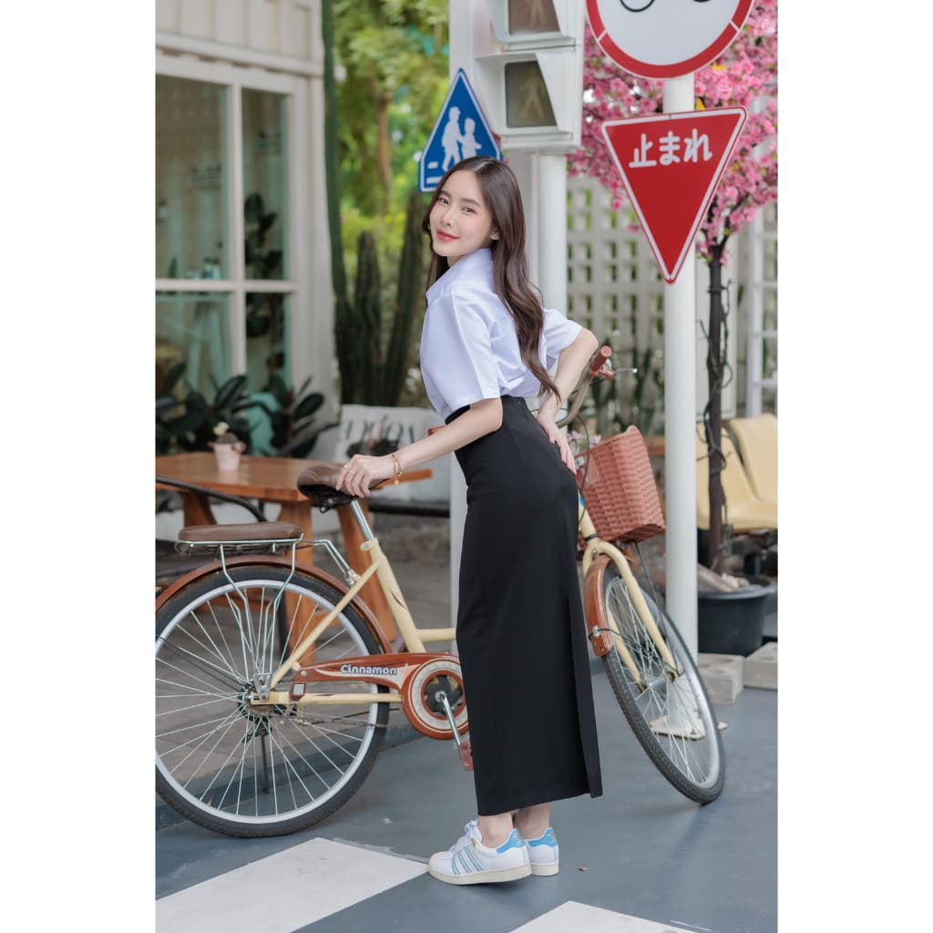 กระโปรงนักศึกษาทรงเอ ผ่าหน้าผ่าหลัง ทรงเอยาว 34-36“ ผ้าฮานาโกะ รูปที่ 7