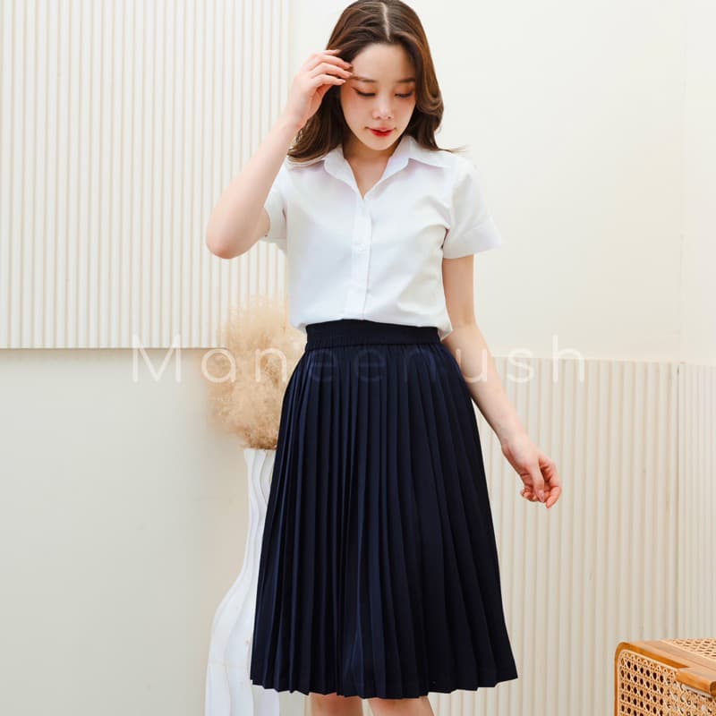 กระโปรงพลีท สีกรม ยาว 18"-36” Freesize กระโปรงนิสิตนักศึกษา รูปที่ 3