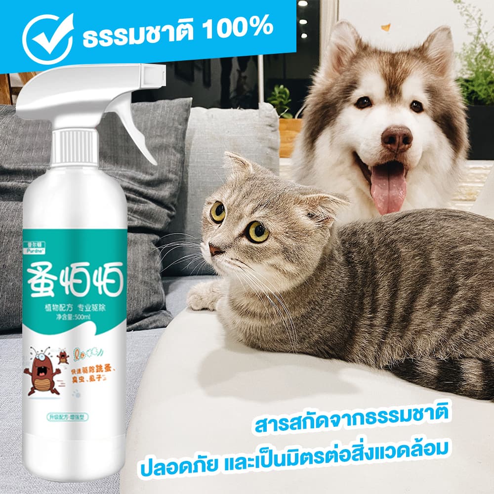 ยาฉีดเห็บหมัด สเปรย์กำจัดเห็บหมา กำจัดเห็บหมัดหมา สเปรย์ฆ่าเห็บหมัด เห็บหมัดสุนัข 500ml สเปรย์ฉีดสำหรับสุนัขและแมว รูปที่ 1