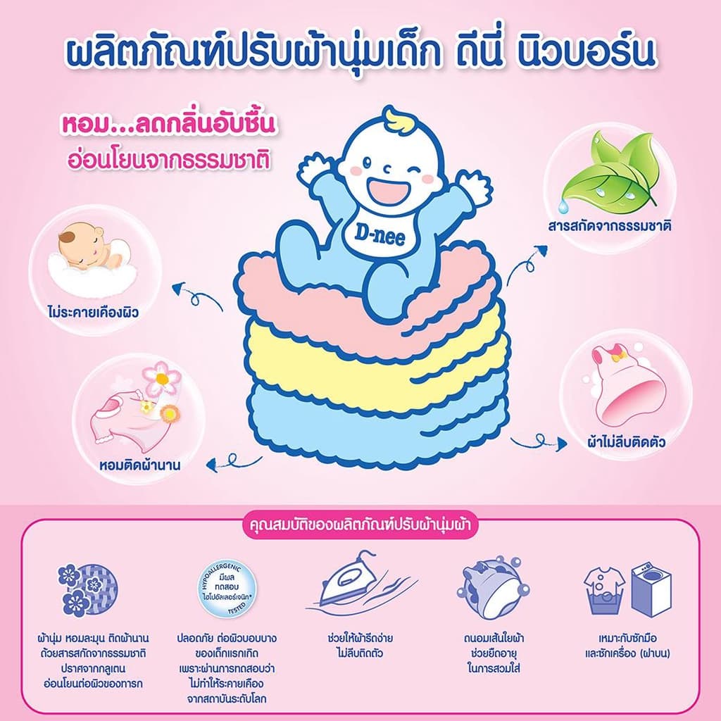 D-nee ดีนี่ น้ำยาปรับผ้านุ่มเด็ก สูตรเข้มข้น ออร์แกนิค 1,000 มล X 4 รูปที่ 4