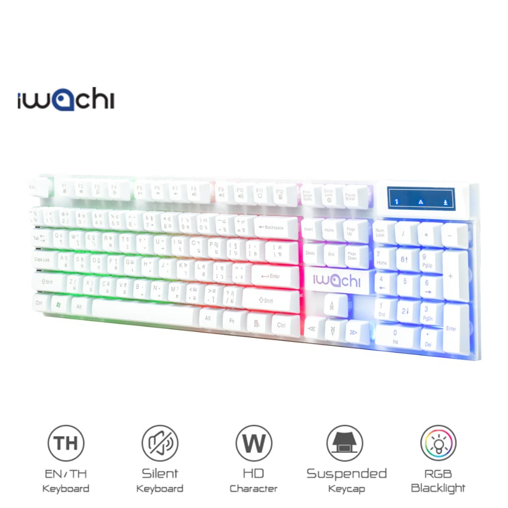 IWACHI K5 คีย์บอร์ดไฟ RGB แสงไฟสี/แสงไฟขาว คีย์บอร์ดเกมมิ่งมีสาย แป้นพิมพ์ภาษาไทย เสียงเบา เซตคีย์บอร์ด+เมาส์ รูปที่ 8