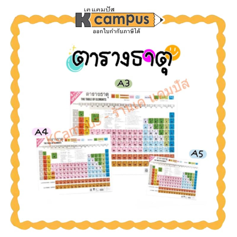 ตารางธาตุ แผ่นโปสเตอร์ กันน้ำ พลาสติกสีสวย เคมี ขนาด A3 A4 และ A5 รูปที่ 1