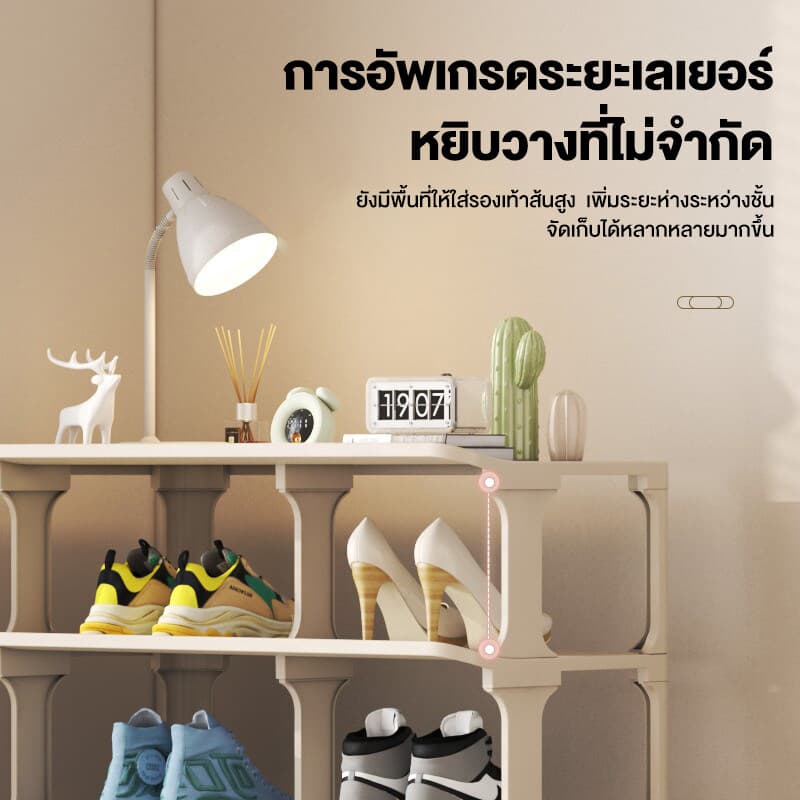 S-Airice ชั้นวางรองเท้า 3/4/5ชั้น แถวคู่ เด็ก ผู้ใหญ่ ที่วาง มินอมอล มีล้อ รูปที่ 7