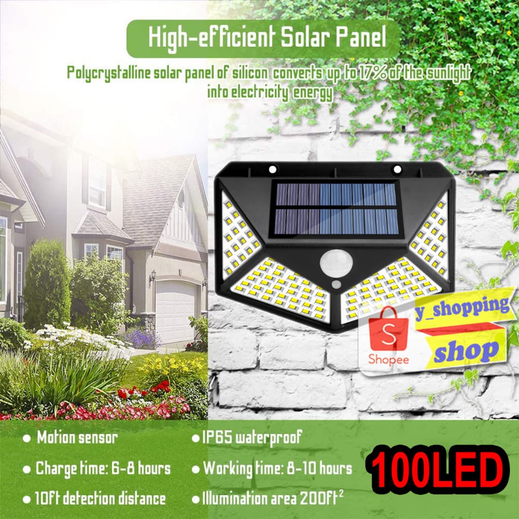 Solar motion sensor light 100 LED 3 โหมด ไฟออก4ทาง ไฟติดผนังโซล่าเซลล์พลังงานแสงอาทิตย์ เซ็นเซอร์ * รูปที่ 1