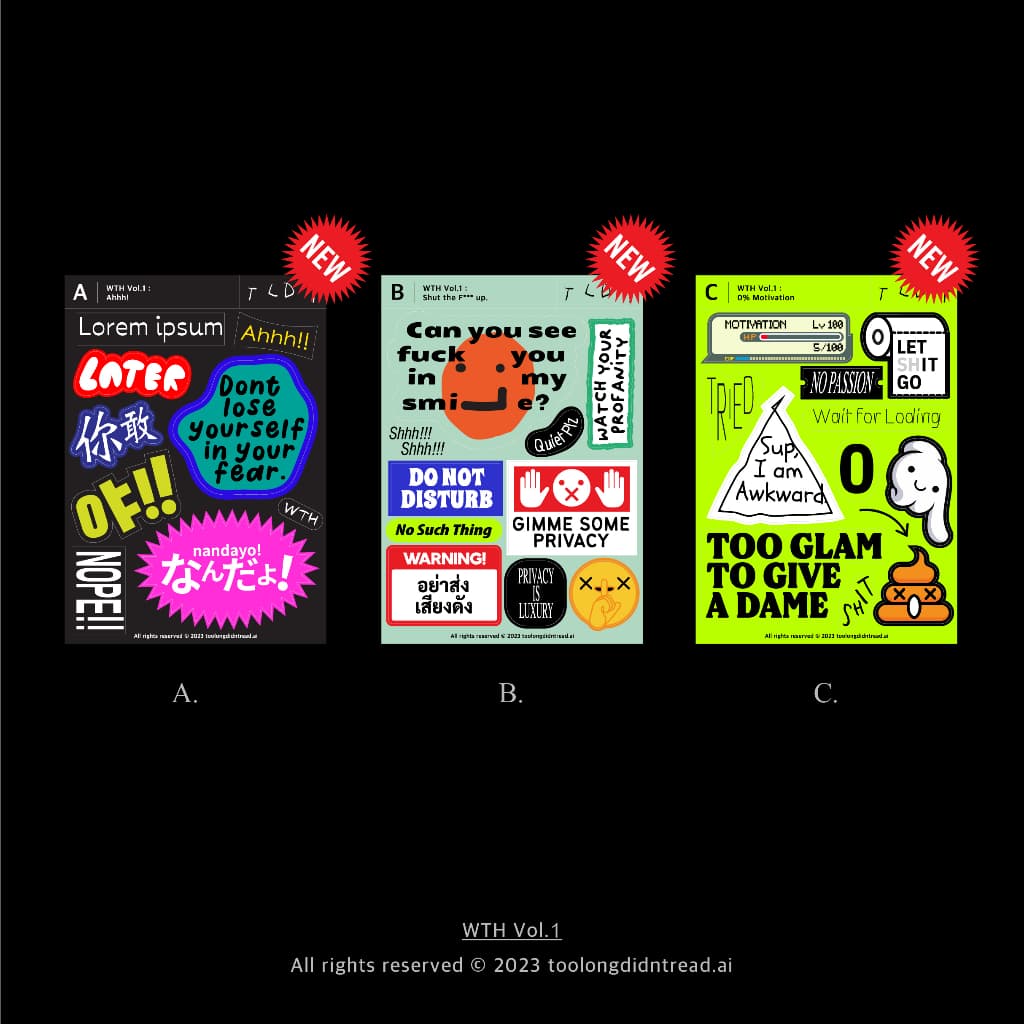 สติกเกอร์ไดคัทกันน้ำ - WTH Vol.1 สำหรับตกแต่ง - Sticker Water Proof รูปที่ 3