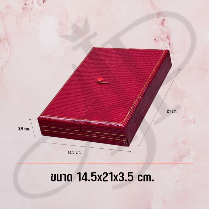 กล่องใส่สร้อยทองและเครื่องประดับ 2 ฝาภายในผ้ากำมะหยี่สีขาวภายนอกกระดาษลายหลุยสีแดง รูปที่ 2