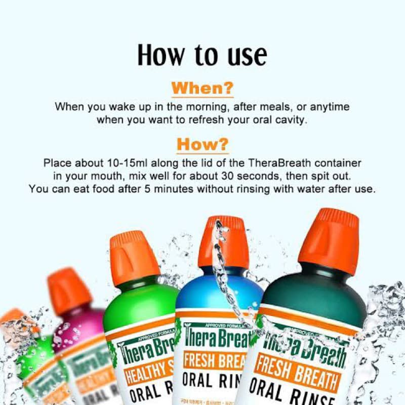 Packageอเมริกา TheraBreath น้ำยาบ้วนปาก สูตรปราศจากแอลกอฮอล์ 12-Hour Fresh Breath Oral Rinse, Mild Mint, 16.0 fl oz รูปที่ 7