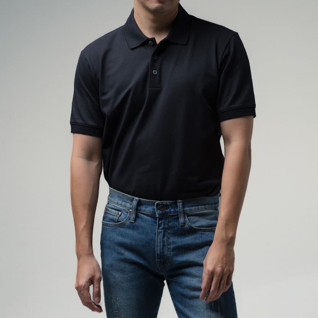 era-won เสื้อโปโล แขนสั้น ทรงสลิม Polo Shirt สี Black รูปที่ 3