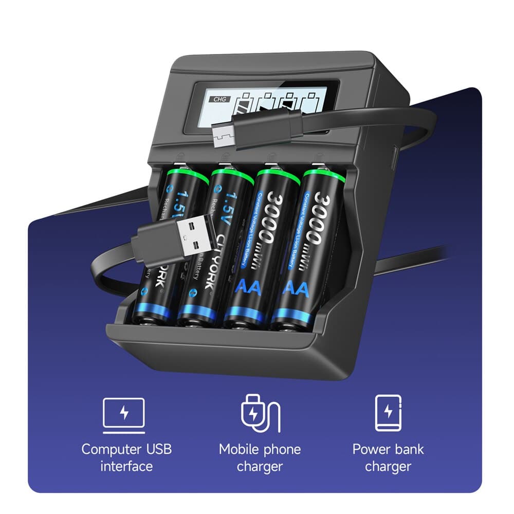 Palo แบบชาร์จใหม่ได้ 1.5V AA/AAA แบตเตอรี่ลิเธียม ถ่านชาร์จ เครื่องชาร์จแบตเตอรี่ รูปที่ 3