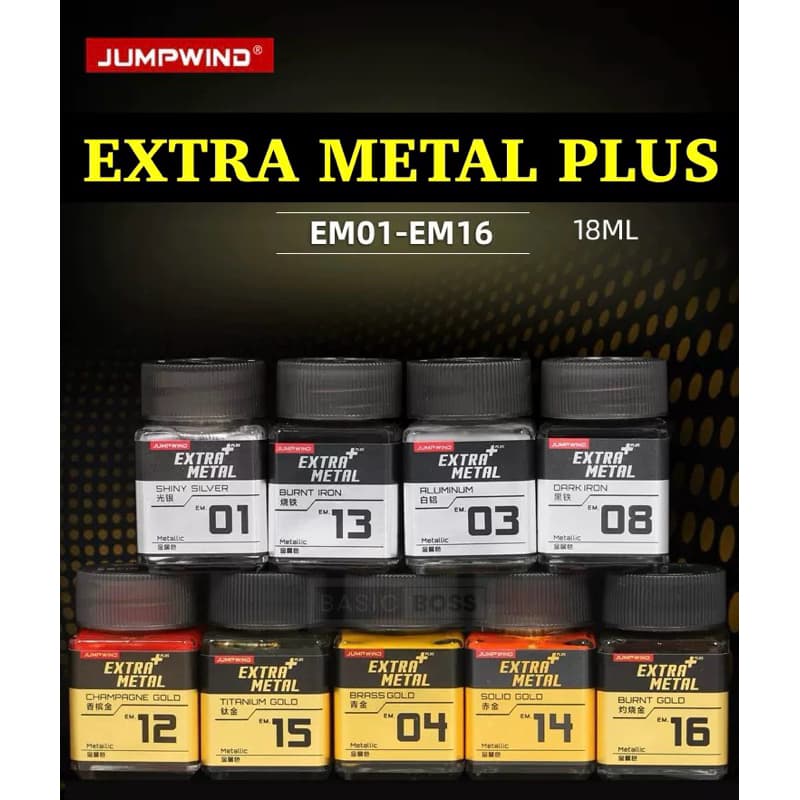 JUMPWIND EXTRA METAL PLUS METALLIC สีเมทัลลิค EM 01-16 สีอะคริลิคแลคเกอร์ โมเดล กันดั้ม กันพลา สีแอร์บรัช EXTRAMETAL รูปที่ 1