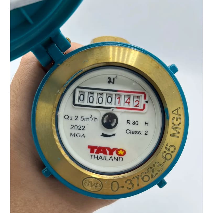 TAYO มิเตอร์น้ำ SPP ขนาด 1/ 2 นิ้ว 4 หุน รุ่น MGA15 15 mm. มิตเตอร์น้ำทองเหลือง มาตราวัดน้ำ water meter รูปที่ 5