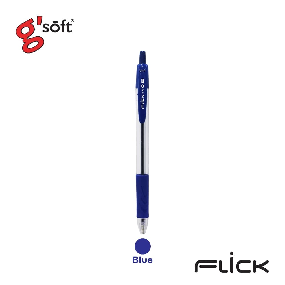 g'soft ปากกาลูกลื่นเจล FLICK 0.5mm ปากกาแบบกด แพ็ค 2ด้าม รหัส FLICK รูปที่ 2