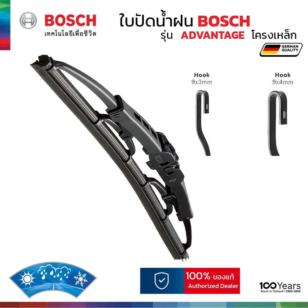 BOSCH ใบปัดน้ำฝน รุ่น Advantage ก้านเหล็ก สำหรับ NISSAN MARCH ปี 2010-2023 ขนาด 22"+14" ติดตั้งง่าย รูปที่ 3