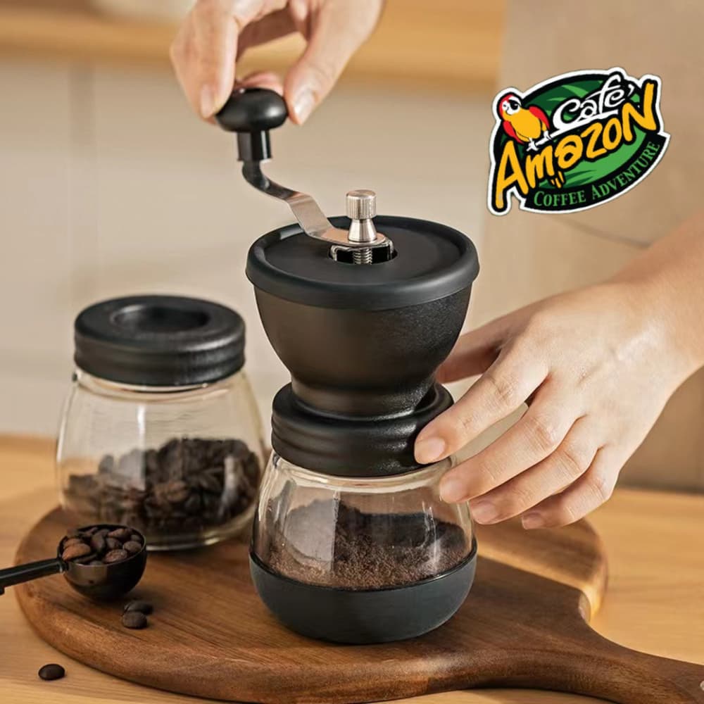 เครื่องบดกาแฟมือหมุน เฟืองสแตนเลส พร้อมโหล แบบมือหมุน ปรับความละเอียดได้ ที่บดกาแฟ Coffee Grinder รูปที่ 1
