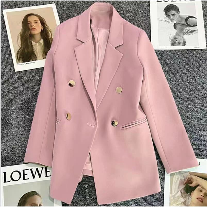ในไทย SUIT-09 เสื้อเบเซอร์ กระดุมทอง 4 เม็ด สูทแฟชั่น สีพื้น สำหรับผู้หญิง ผ้านิ่ม ใส่สบาย รูปที่ 8