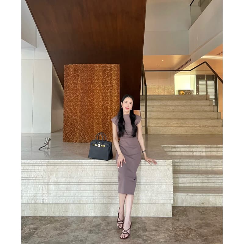 LITAS : YURIN DRESS เดรสคอปีน เเขนล้ำ เดรสทำงาน เดรสเรียบหรู รูปที่ 4