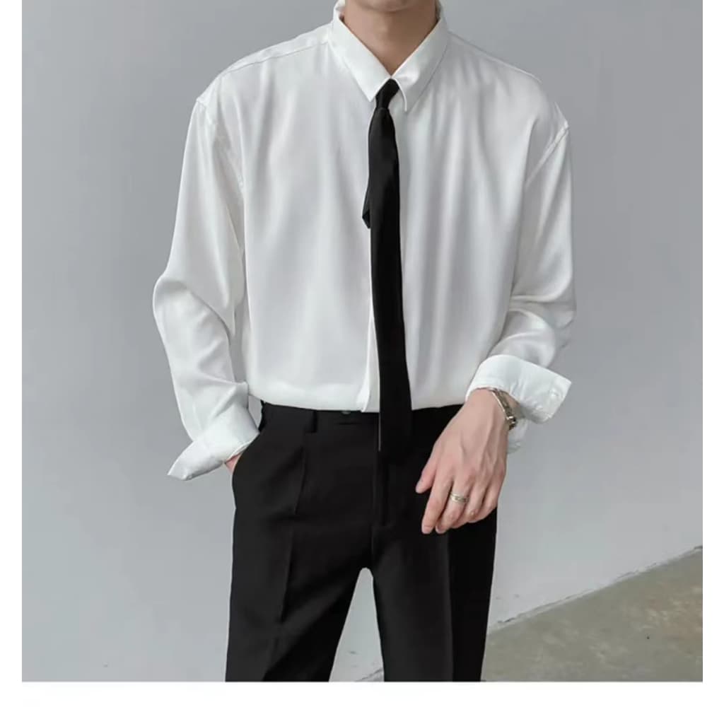 เสื้อเชิ้ตเกาหลี แขนยาว สีพื้น มีไซซ์ M L XL XXL ชาย/หญิงใส่ได้ รูปที่ 7
