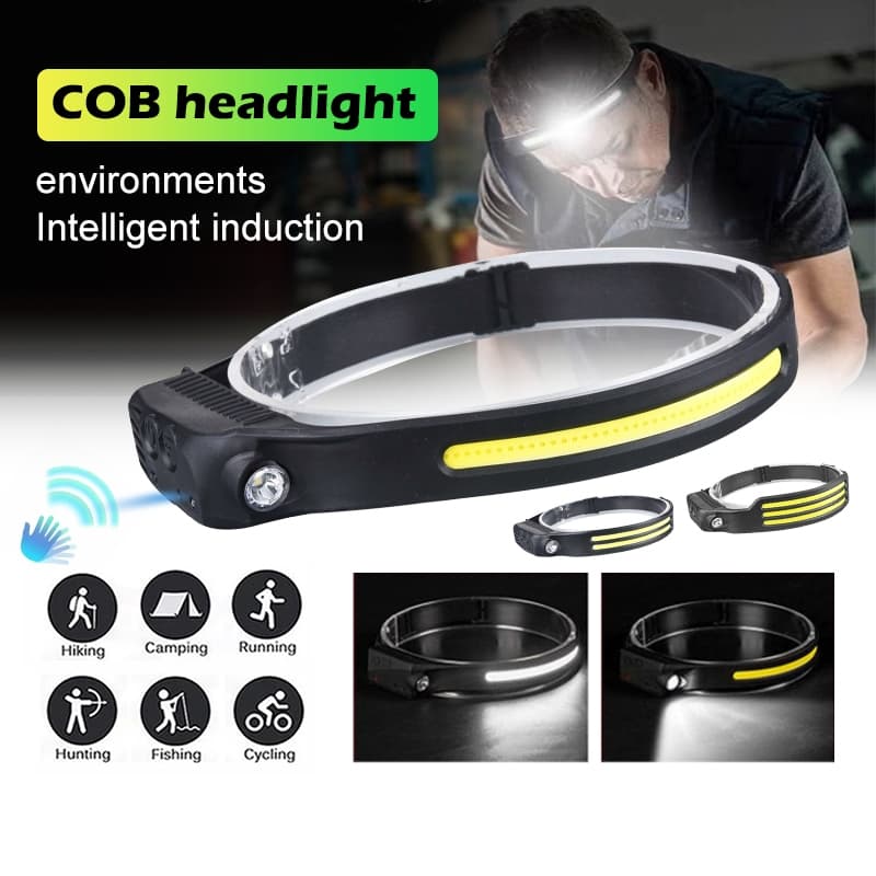 ไฟฉายคาดหัว LED COB กันน้ํา ไร้สาย แบบชาร์จUSB พร้อมไฟ 4 โหมด สําหรับกลางแจ้ง รูปที่ 1