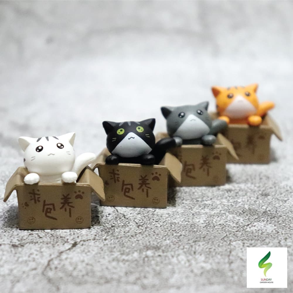 โมเดลแมวจิ๋ว ตุ๊กตาแมวจิ๋ว สำหรับตกแต่งสวน บ้าน คอนโซลรถ อื่นๆ รูปที่ 9