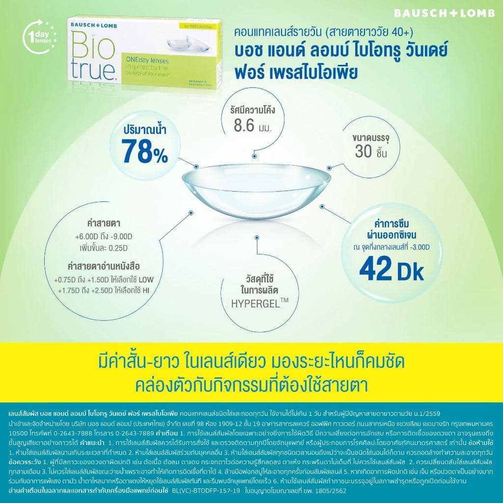 Bausch & Lomb : Biotrue ONEday for Presbyopia คอนแทคเลนส์สายตายาวตามวัย รูปที่ 3