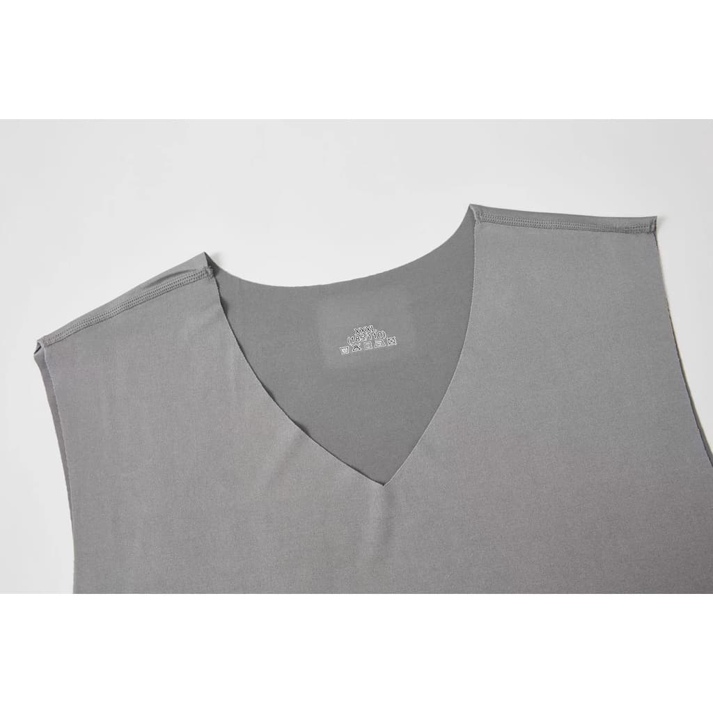เสื้อกล้ามชาย เสื้อแขนกุดชาย คอวี จากไทย ระบายอากาศ ไร้ขอบ V Neck Sleeveless shirt ผ้าลื่น บางเบา8922 รูปที่ 6