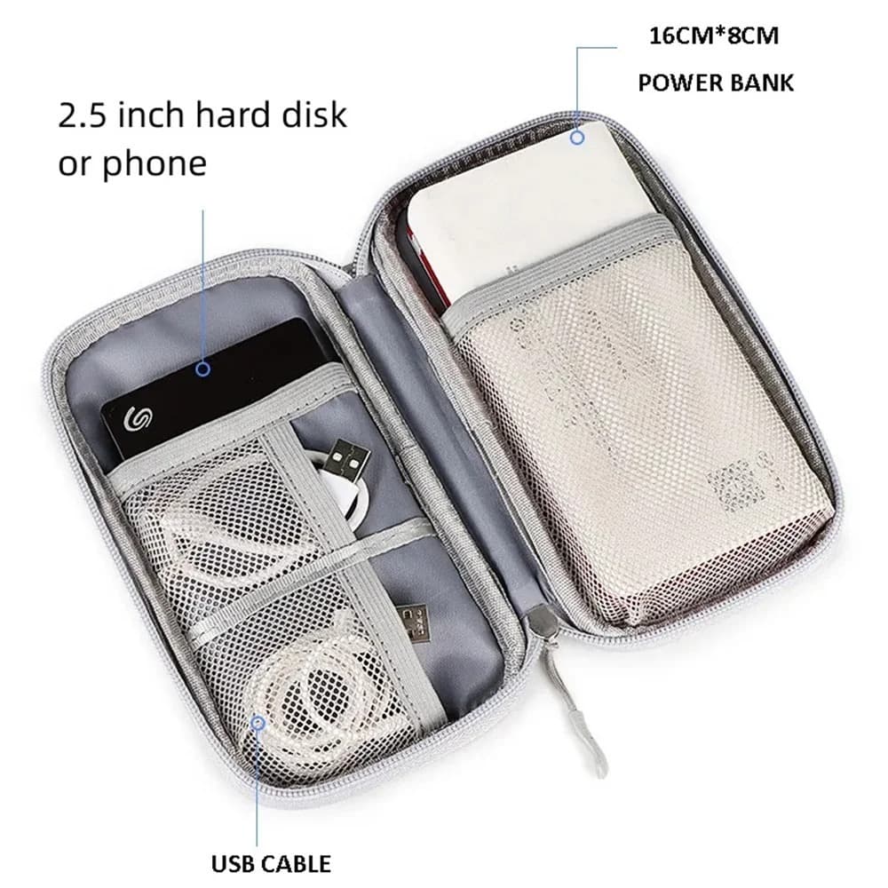 bag organizer แบตสำรอง กระเป๋า เก็บ power bank เคสสายชาร์จ แฟลชไดร์ฟ usb หูฟัง กันน้ำ รูปที่ 2