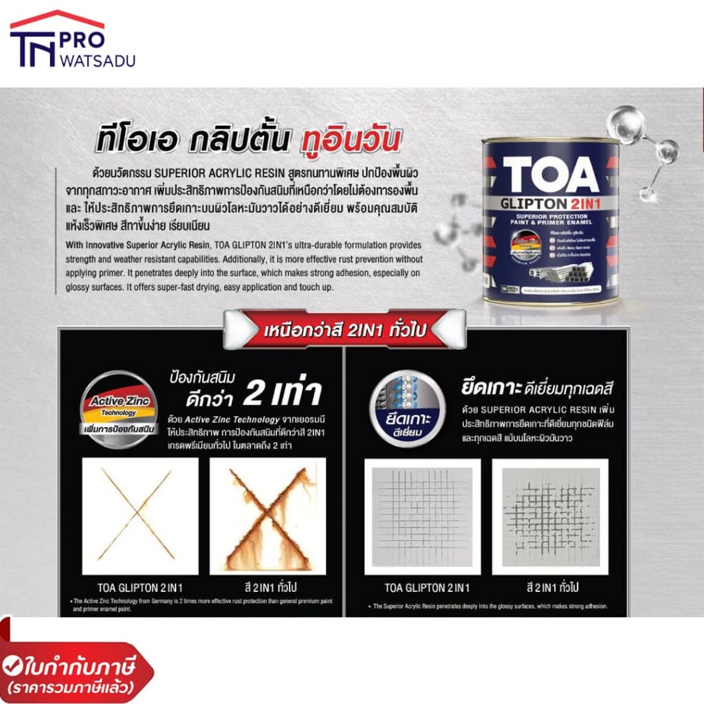 TOA Glipton 2in1 สีเคลือบทับหน้าและรองพื้นกันสนิม สีเคลือบเงา สีเคลือบกึ่งเงา สีเคลือบด้าน รูปที่ 4