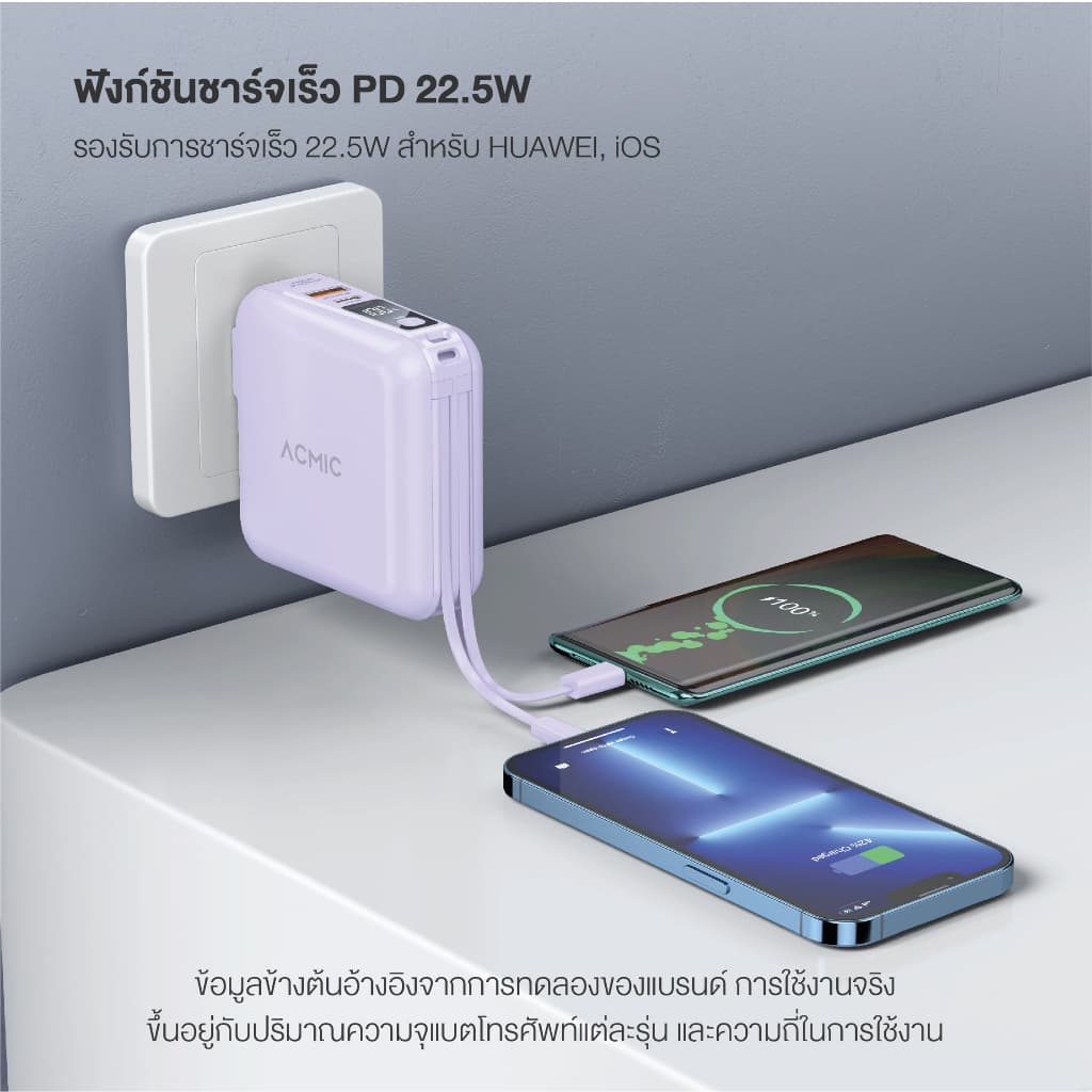 ACMIC W15 15000mAh/ APC20-02PD 20000mAh/ APC10-08PD 10000mAh / APC10-03PD พาวเวอร์แบงค์ชาร์จเร็วPD20W รูปที่ 4