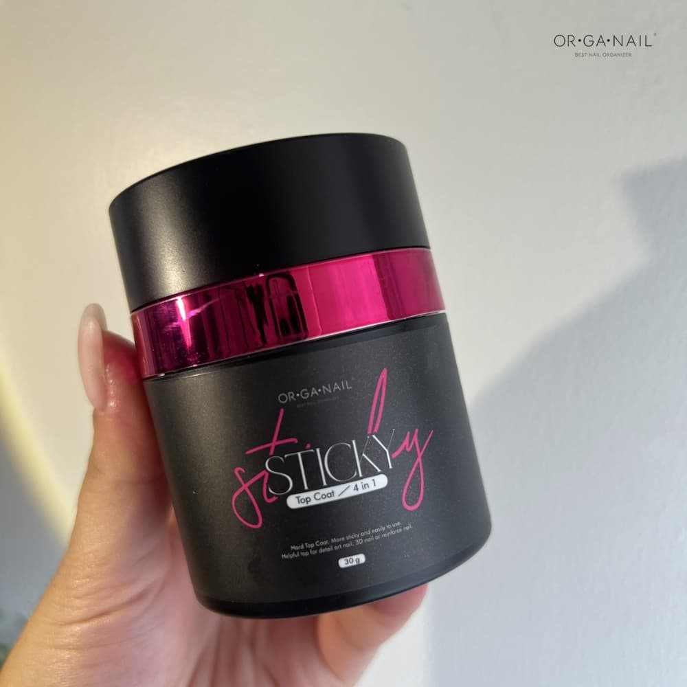 ORGANAIL Sticky Top Coat 4in1 ท็อปเนื้อหนาไม่ต้องเช็ดความเหนียว l ฮาร์ดเจล เจลติดอะไหล่ กระปุกชมพู รูปที่ 6