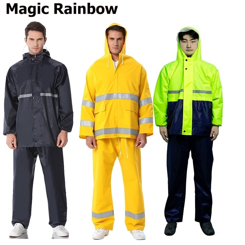ชุดกันฝน เสื้อ กางเกง Raincoat Suit เสื้อกันฝนหนา สมีแถบสะท้อนแสง รุ่น หมวกติดเสื้อ สีเหลือง เสื้อกันฝนผู รูปที่ 5