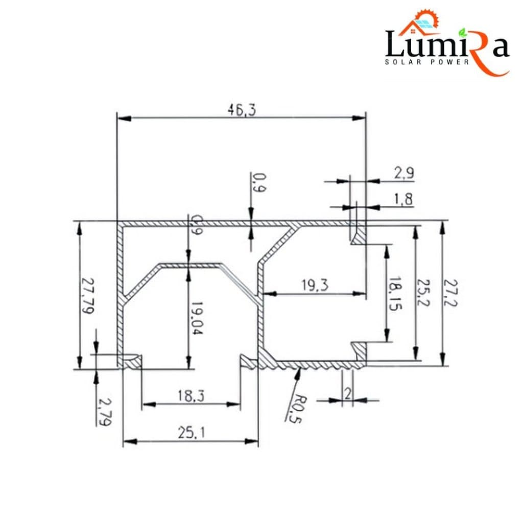 Lumira Solar Mounting อุปกรณ์ติดตั้งโซล่าร์เซลล์รางยึดแผง 2.4เมตร , 4.8เมตร รูปที่ 5