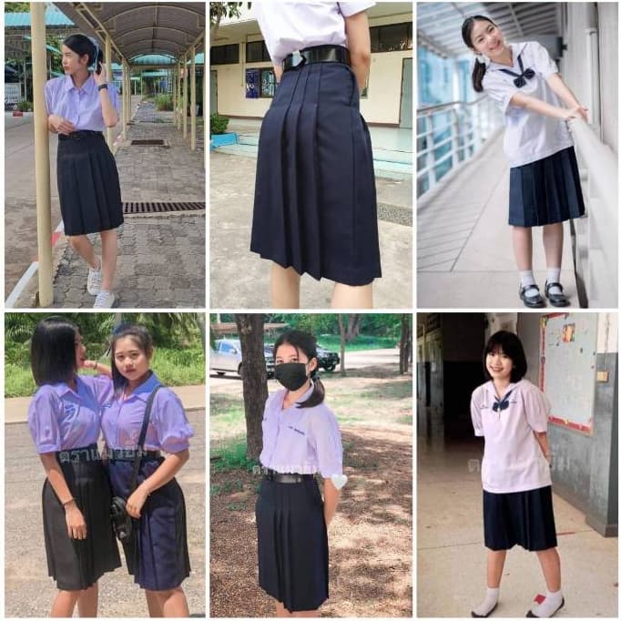 กระโปรงทรงแคบ สีกรมเข้ม ผ้ามัน ลีวาย ตราแมวยิ้ม กระโปรงนักเรียนหญิง มัธยม ม.ต้น ม.ปลาย รูปที่ 2