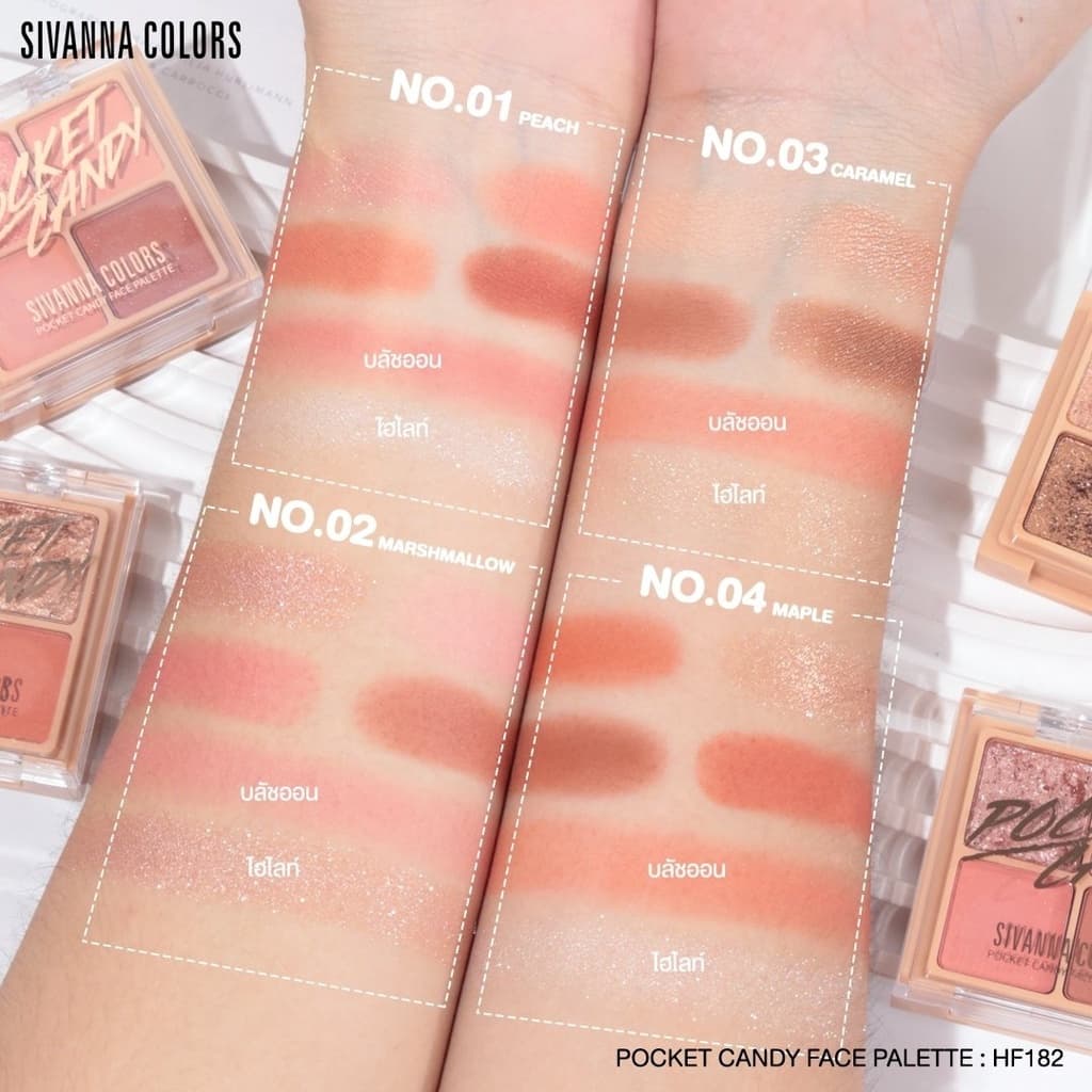 HF182 ซีเวนน่า ค้ลเลอร์ส แพ็คเก็ต แคนดี้ เฟช พาเลตท์ ตลับ 2 ชั้น Sivanna Pocket Candy Face Palette 9.6g. รูปที่ 3