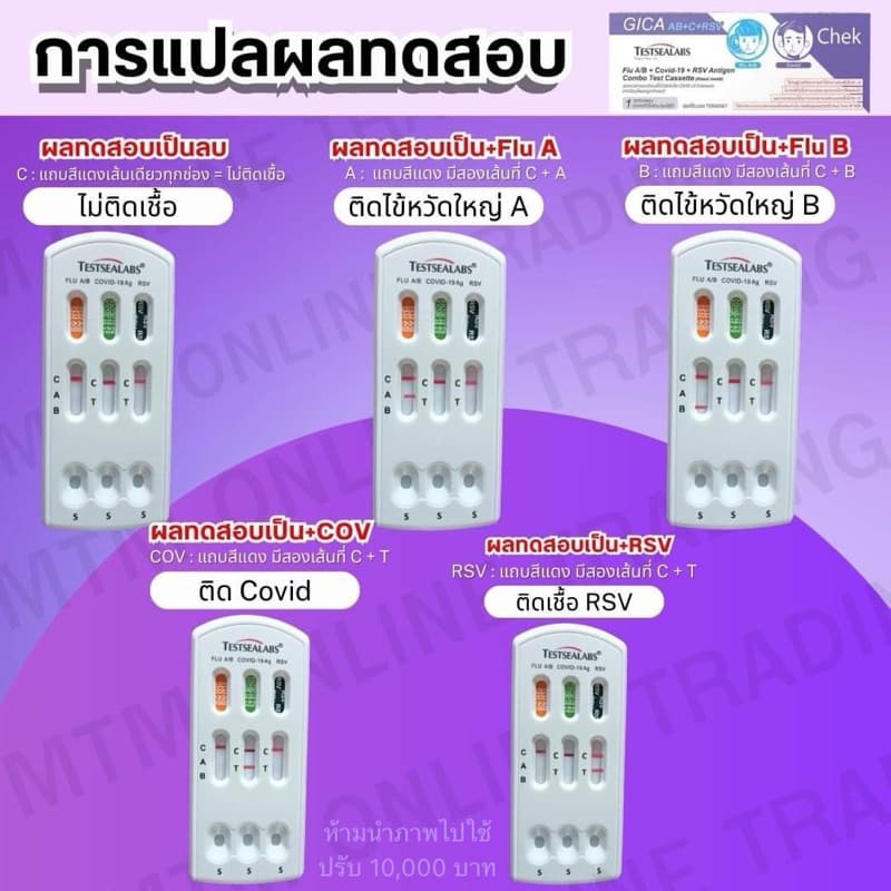 ชุดตรวจไข้หวัด 4 เชื้อ RSV หวัดใหญ่ab Covid 4in1 GICAกล่องม่วง กีก้า ชุดตรวจไข้หวัดใหญ่โควิดและRSV ชุดตรวจมีอย. รูปที่ 2