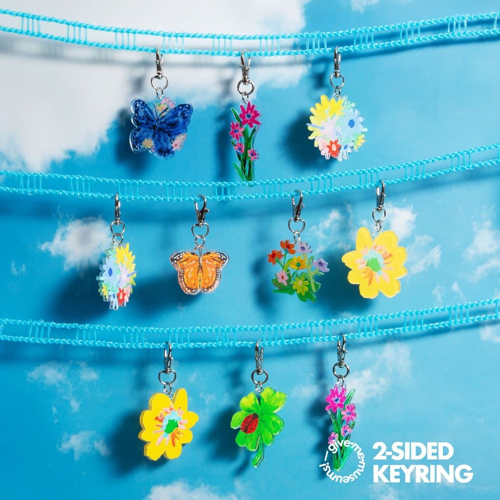 keyring พวงกุญแจอะคริลิกลายดอกไม้และธรรมชาติ พิมพ์ลายชัดทั้งสองด้าน give.me.museums มีหลายลายให้เลือก รูปที่ 1