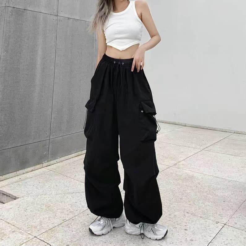 S-10XL กางเกงคาร์โก้สไตล์อเมริกัน กางเกงขากว้าง ทรงหลวม เอวปรับได้สามารถใส่ได้ทั้งผู้หญิงผู้ชาย รูปที่ 5