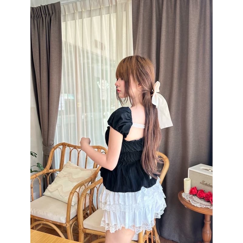 Levenn.bkk • Nanny Crop เสื้อแขนตุ๊กตา เนื้อผ้ามีแท็กเจอร์ ทรงสวย รูปที่ 2