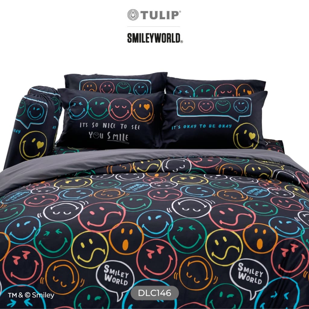 TULIP Delight สไมลีย์เวิลด์ DLC146 ลิขสิทธิ์แท้ Smiley World ชุดผ้าปูที่นอน ผ้าห่ม ผ้านวม พิมพ์ลายการ์ตูน รูปที่ 4