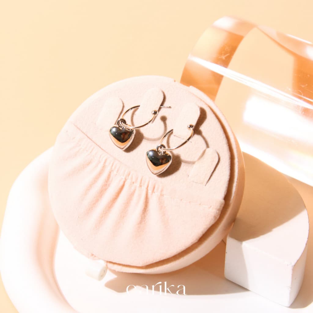 earika.earrings - my sweet soul ต่างหูห้อยหัวใจก้านเงินแท้ชุบทองคำขาว ผิวแพ้ง่ายใส่ได้ รูปที่ 5