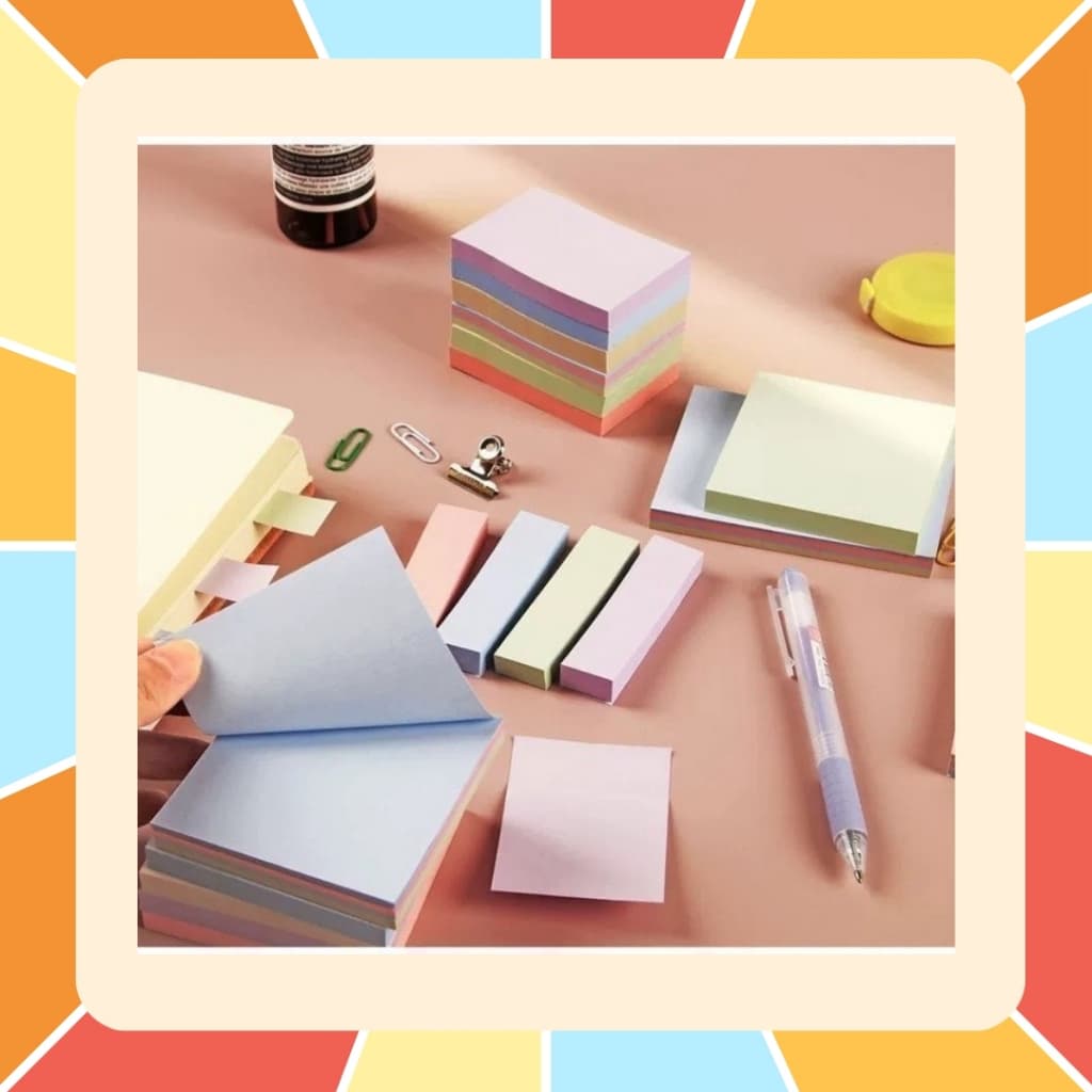 กระดาษโน้ต มีกาวในตัว รุ่น Premium sticky note กระดาษสีพาสเทล 100 แผ่น มีหลายสี หลายแบบ รูปที่ 3