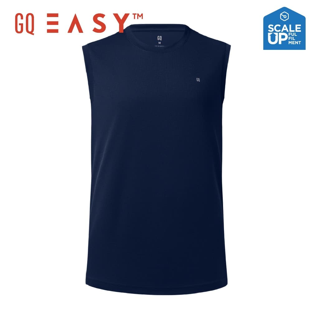 GQ Easy Sport เสื้อกีฬาคอกลม แขนกุด เสื้อยืดคอกลม สีกรม ของแท้ % รูปที่ 2