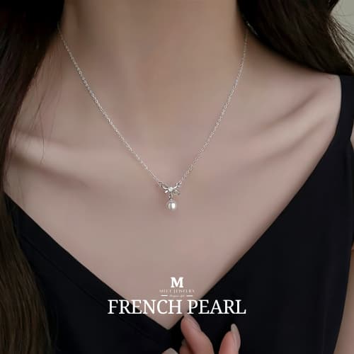 MEET French Pearl ไข่มุกสีขาว สร้อยคอเงิน925 สร้อยไข่มุก จี้ไข่มุก สร้อยคอเพชร สร้อยแฟชั่น รูปที่ 1
