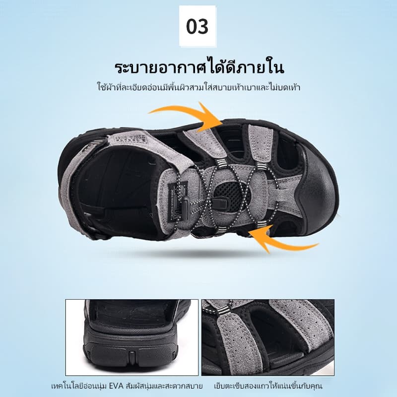 รองเท้าแตะผู้ชาย ปีน ลุย ท่องเที่ยวได้ ไซส์40-45 รองเท้าแตะแบบสวม รูปที่ 4