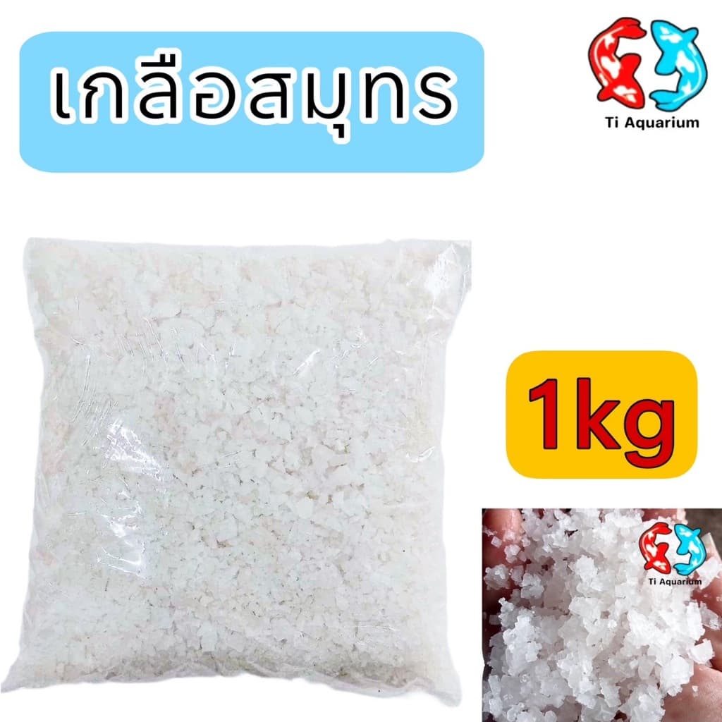 เกลือสมุทร 1kgเกลือเลี้ยงปลา เกลือทะเล เกลือเม็ด เกลือขัดผิว เกลือสปา แช่เท้า ดองผัก รูปที่ 1