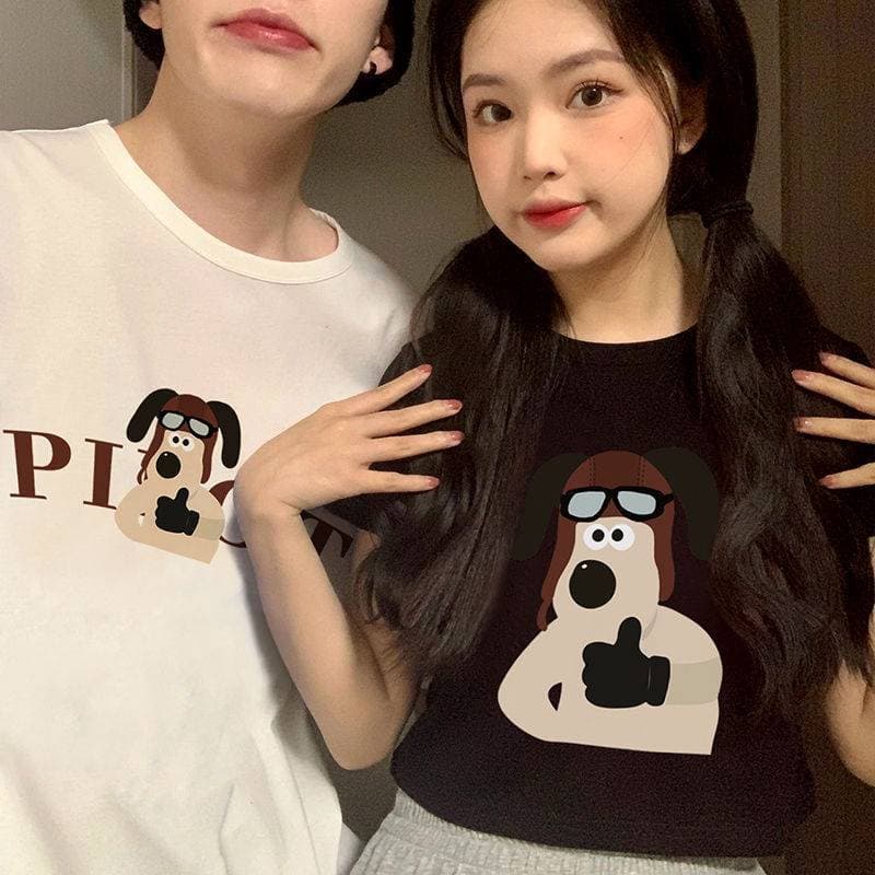 เสื้อคู่ เสื้อยืด คอกลมวินเทจ แขนสั้น เสื้อคู่แฟน E8007-ES8007 รูปที่ 3