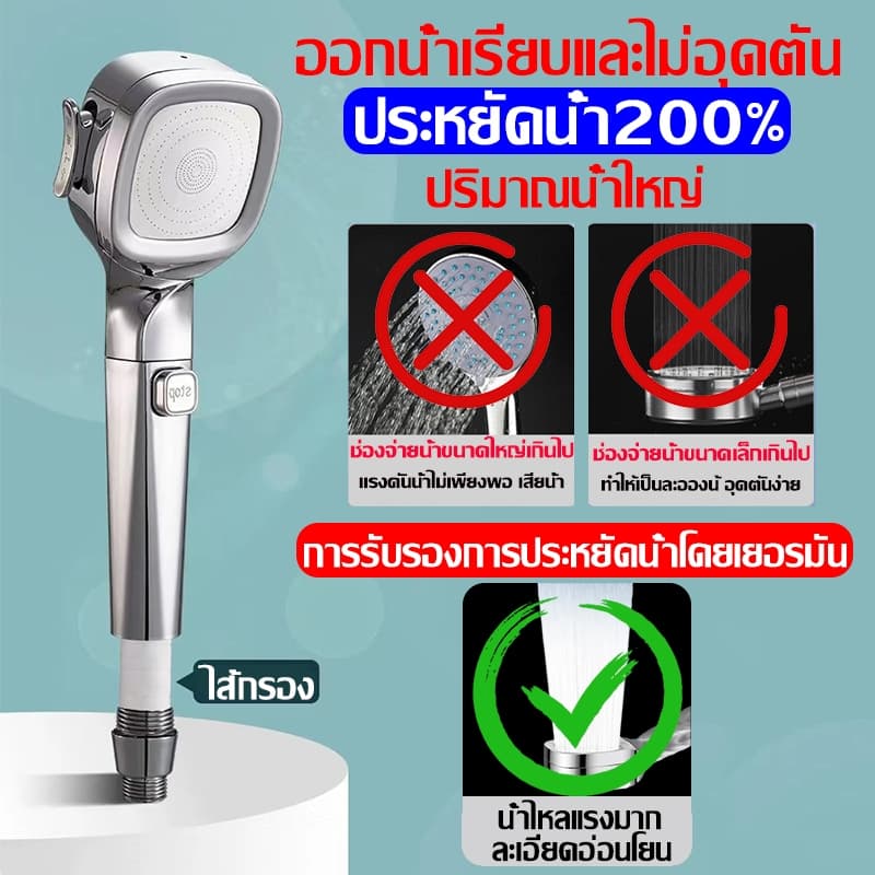 หัวฝักบัวแรงดันสูง เพิ่มความดัน9000% การกรองห้าชั้น คุณภาพน้ำสะอาดใส ฝักบัวสปา หัวฟักบัว ชุดฝักบัวอาบน้ำ rain shower รูปที่ 5