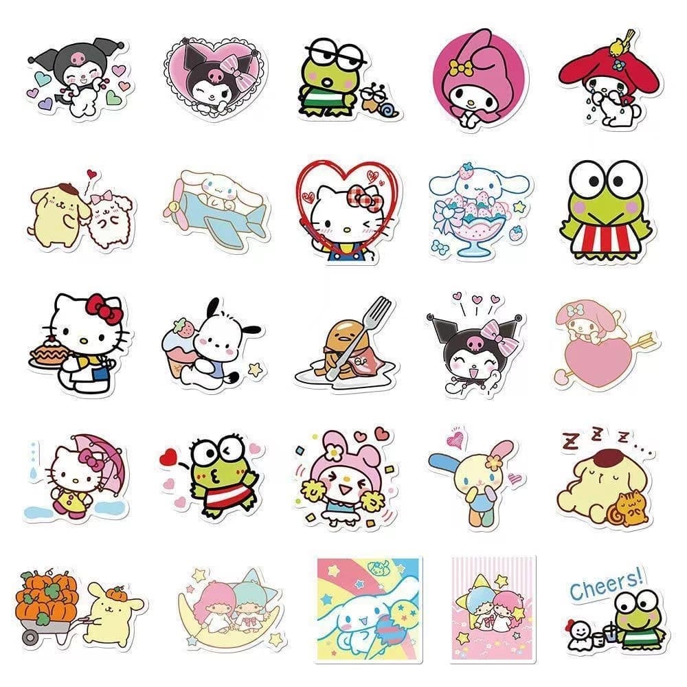 100แผ่น น่ารัก sanrio การ์ตูน สติ๊กเกอร์ สําหรับตกแต่งกระเป๋าเดินทาง iPad ตู้เย็น ถ้วยน้ำ แล็ปท็อป กีตาร์ DIY รูปที่ 7