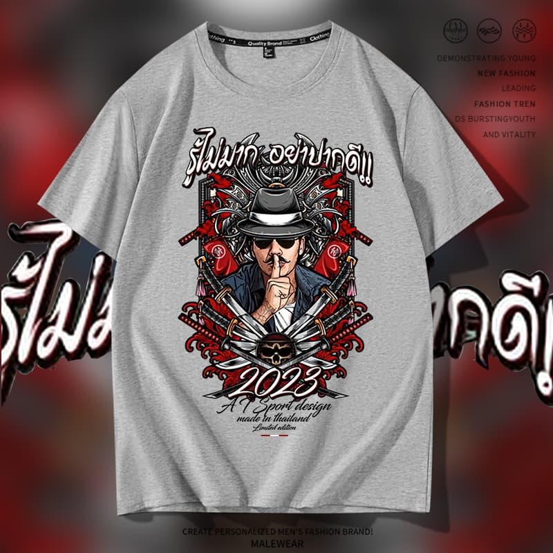 D816เสื้อยืดแขนสั้ง ผ้านุ่มยืดได้ใส่สบายฯ ลายแฟชั่งสวยน่ารักใส่ได้ทั้งชายและหญิง รูปที่ 5