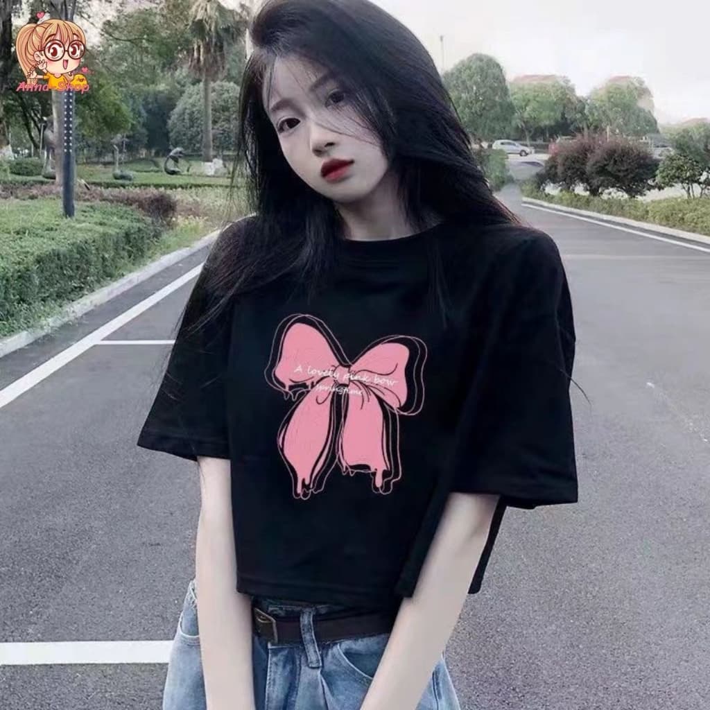 annacny เสื้อยืดสกรีนลายโบว์ เสื้อยืดแฟชั่นเท่ห์ๆ มินิมอลน่ารักสุดๆ คอกลมแขนสั้น TS1149 รูปที่ 7