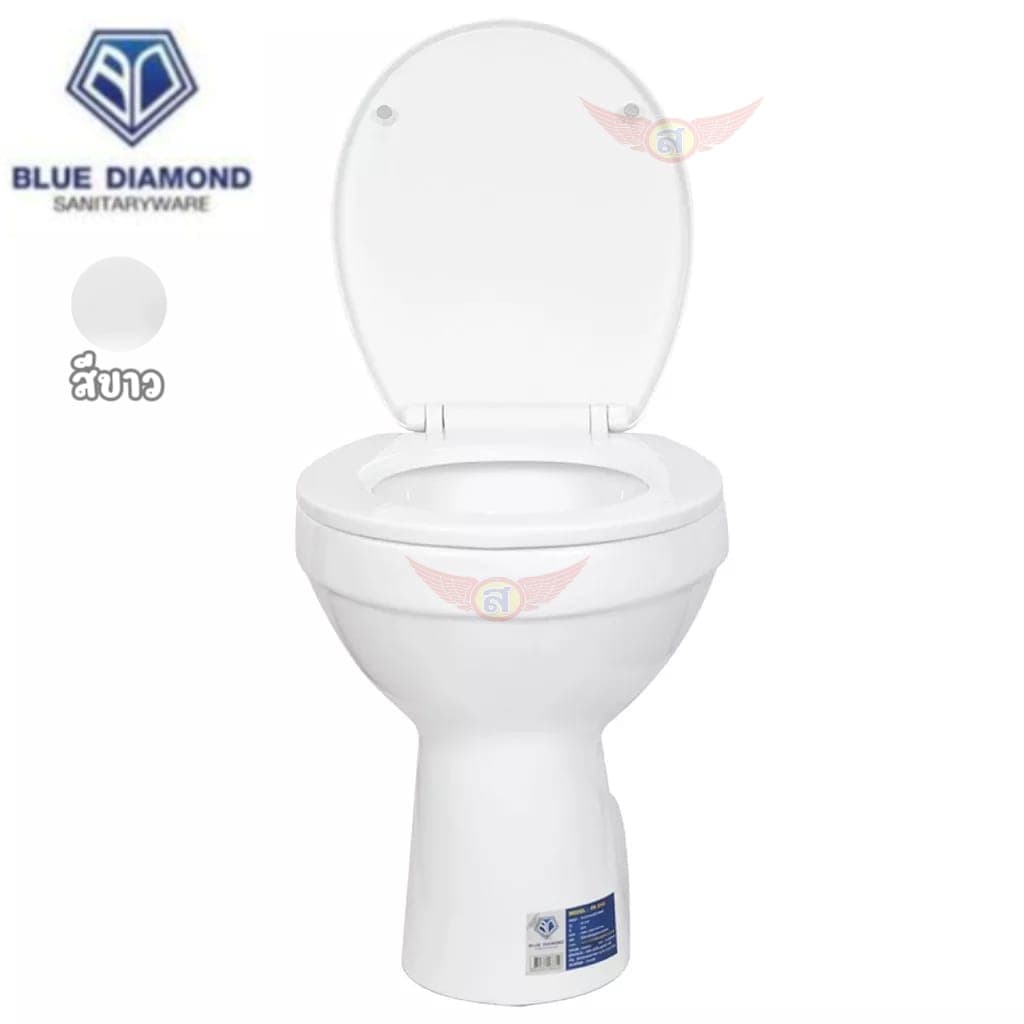 Blue diamond โถส้วมนั่งราบ แบบราดน้ำ รุ่น FH 3140 สีขาว FT 3141 สีฟ้า ตีลังไม้ทุกชิ้น ทันที รูปที่ 6